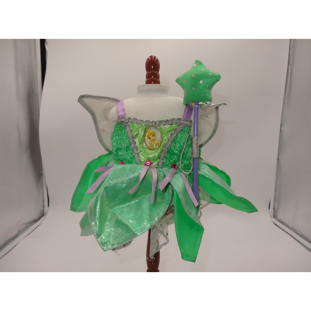Build A Bear Tinker Bell Fairy Dress W/Green Wings and Wand / Disney